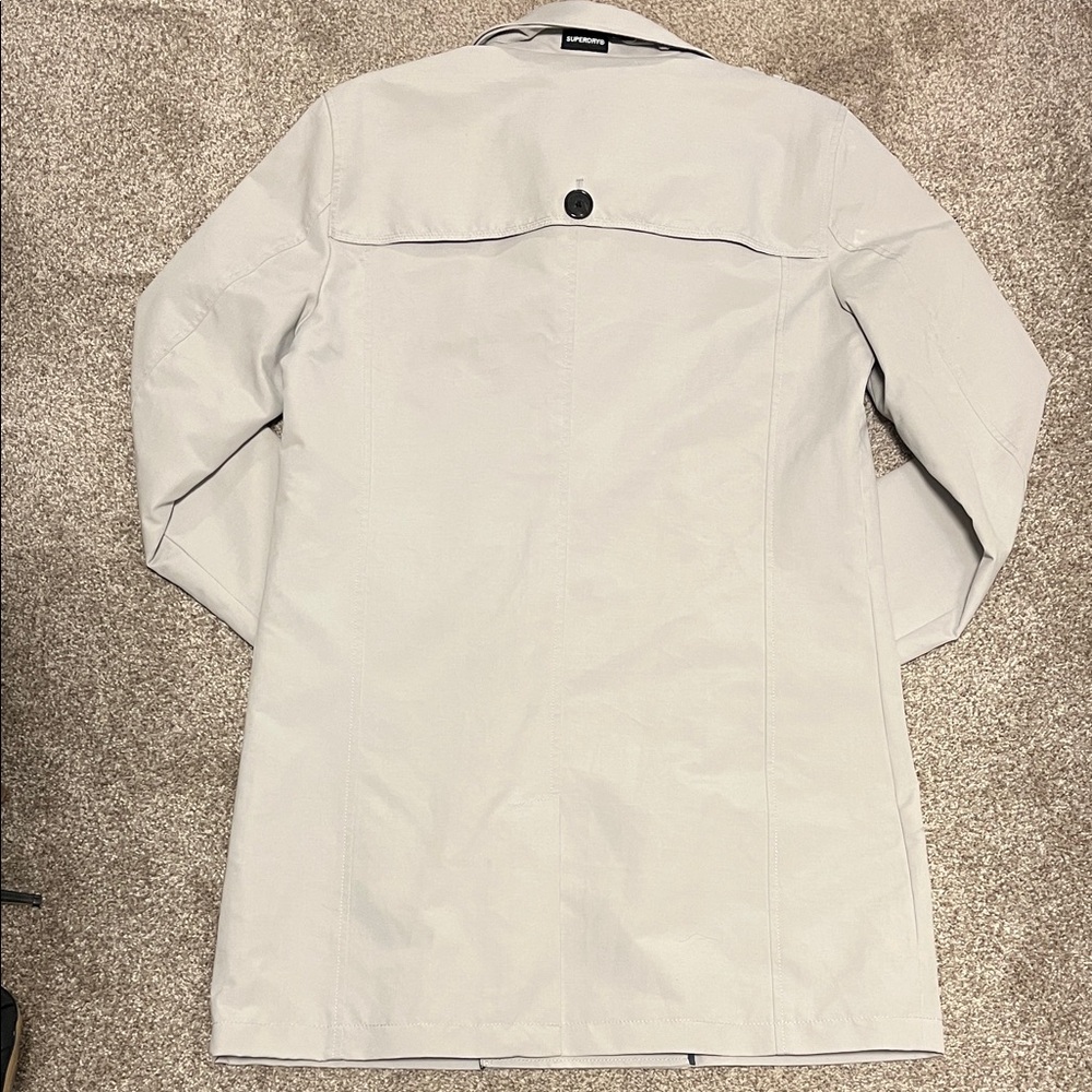 Superdry Premium Goods Cream Trench Coat - Picture 3 of 4